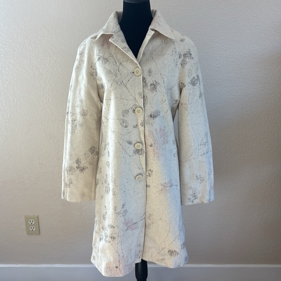 Made in Italy of Benetton Beige Wool Pea Coat Size 6 - Picture 3 of 11